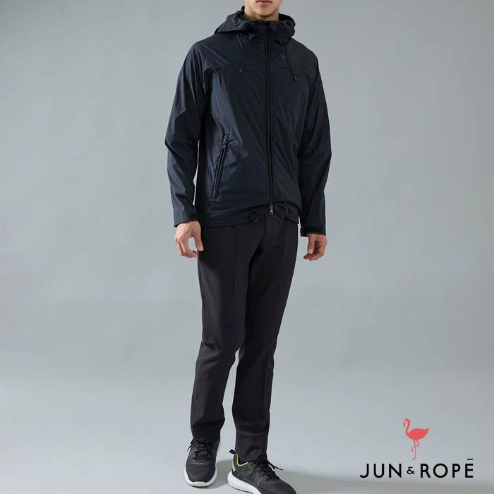 JUN&ROPE’ ジュンアンドロペ メンズ ゴルフジャケット ゴルフウェア【NOIR】【撥水】【防透け】【ストレッチ】カルバック撥水ストレッチフーディージャケット EJL55500