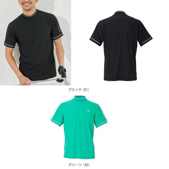【30%OFF SALE】JUN&ROPE’ ジュンアンドロペ メンズ ゴルフウェア フルダルECOワッフル半袖モックネックシャツ UV 吸汗速乾 EJM24030
