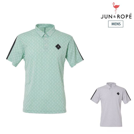 JUN&ROPE’ ジュンアンドロペ メンズ ゴルフ半袖シャツ ゴルフウェア 【UV】【吸水速乾】ダイヤ柄ジャカード 半袖ポロシャツ EJM34010