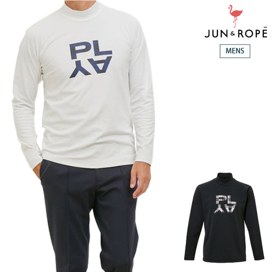 JUN&ROPE’ ジュンアンドロペ メンズ ベアスムース裏フリースPLAYロゴ長袖プルオーバー【吸水速乾】EJM53030
