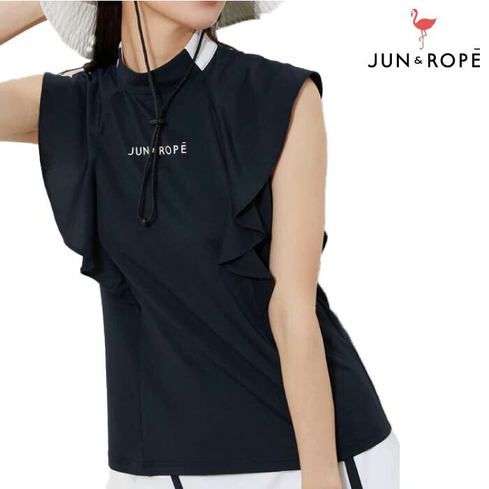 Jun & Ropé ジュンアンドロペ半袖フレアモックネックシャツM