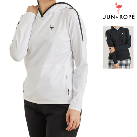 JUN&ROPE’ ジュンアンドロペ レディース 圧着ラインフーディポケット付プルオーバー 【UV】【吸水速乾】ERM53200