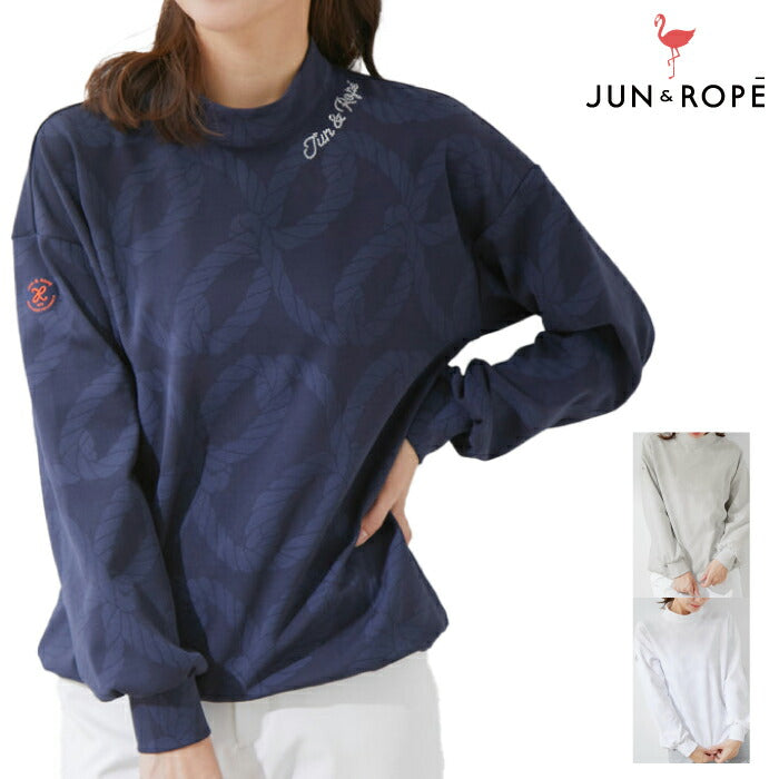 JUN&ROPE’ ジュンアンドロペ レディース ゴルフウェア 長袖シャツ【UV】【吸水速乾】ロープ柄Jドロスト長袖プルオーバー ERM54040