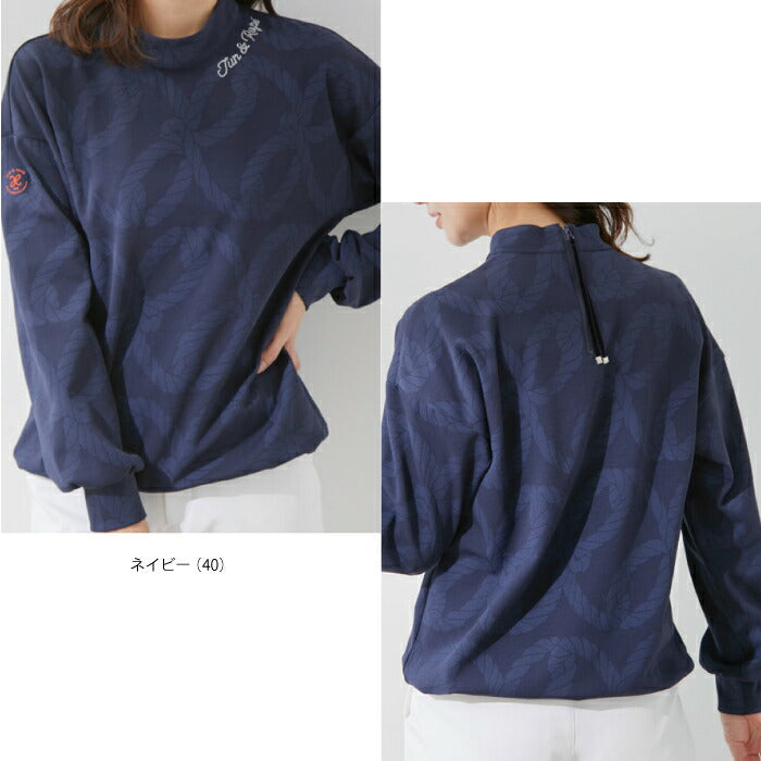 JUN&ROPE’ ジュンアンドロペ レディース ゴルフウェア 長袖シャツ【UV】【吸水速乾】ロープ柄Jドロスト長袖プルオーバー ERM54040