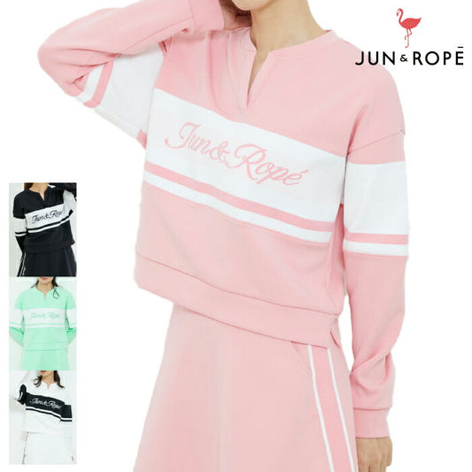 JUN&ROPE’ ジュンアンドロペ レディース ロゴ入り配色ジャージ長袖プルオーバー ERM72150