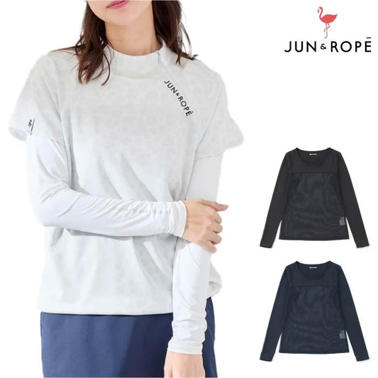 JUN&ROPE’ ジュンアンドロペ ゴルフウェア レディース クールコアUVメッシュ切替ラウンドプルオーバー UVカット 速乾 erm85000