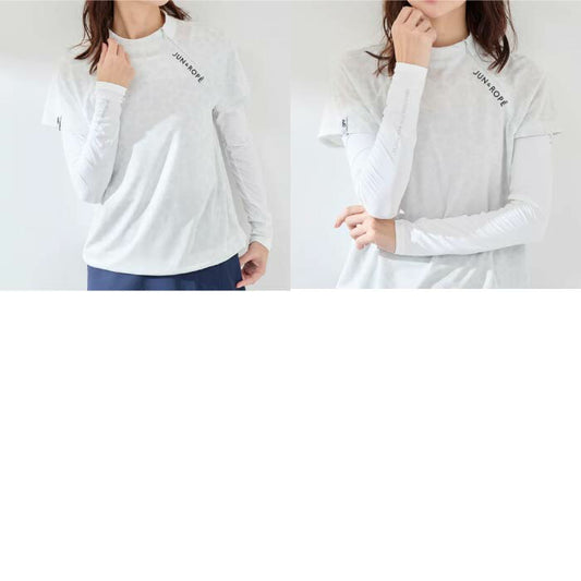 JUN&ROPE’ ジュンアンドロペ ゴルフウェア レディース クールコアUVメッシュ切替ラウンドプルオーバー UVカット 速乾 erm85000