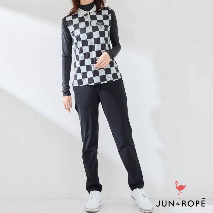 JUN&ROPE’ ジュンアンドロペ ゴルフウェア レディース クールコアUVメッシュ切替モックプルオーバー UVカット 冷却 蒸発 吸汗速乾 erm85010