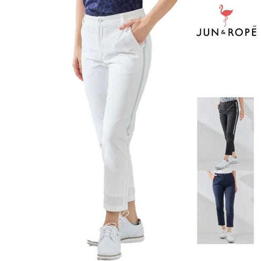 JUN&ROPE’ ジュンアンドロペ ゴルフウェア レディース シアサッカーサイドラインクロップドパンツ 撥水 ers45000