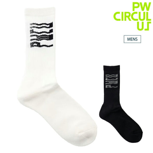 PW CIRCULUS ピーダブリュサーキュラス ゴルフウェア メンズ WAVYロゴソックス 底面パイル編み クッション性 快適な履き心地 GN7IGW0311