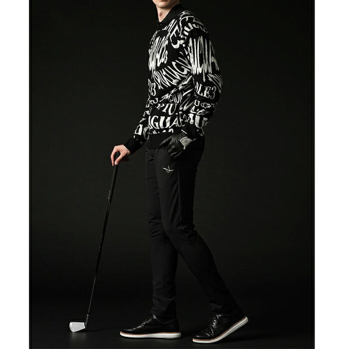 1PIU1UGUALE3 GOLF ウノピゥウノウグァーレトレゴルフ ゴルフウェア メンズ 113 GOLF JACQUARD KNIT CREW MELTING LETTER ハイゲージニット ストレッチ性 保温性 透湿性 grk102-gpe069
