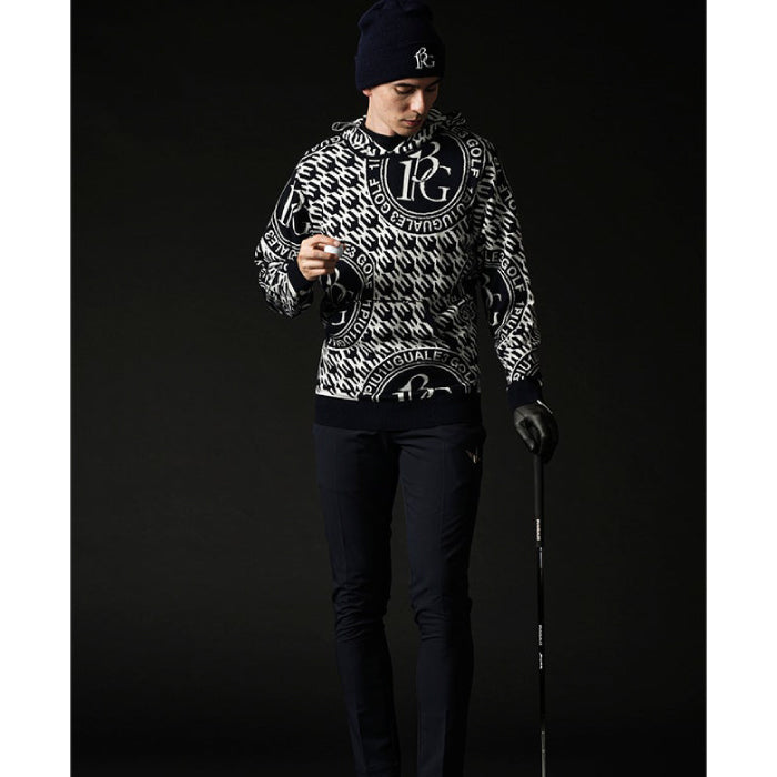 1PIU1UGUALE3 GOLF ウノピゥウノウグァーレ ゴルフウェア メンズ 113 GOLF JACQUARD KNIT HOODIE BIRD IN CAGE ニットパーカー 保温性 透湿性 ソフトな肌触りと軽やかな着心地 grk103-gpe070