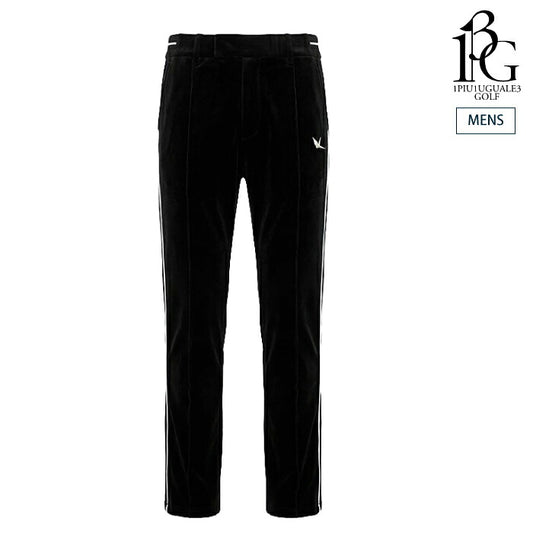 1PIU1UGUALE3 GOLF ウノピゥウノウグァーレ ゴルフウェア メンズ 113 GOLF VELOUR PIPING PANTS ロングパンツ テーパードシルエット ベロア特有の柔らかさとウールの温もり 抗菌 防臭効果 セットアップ対応 grp221-gpu048