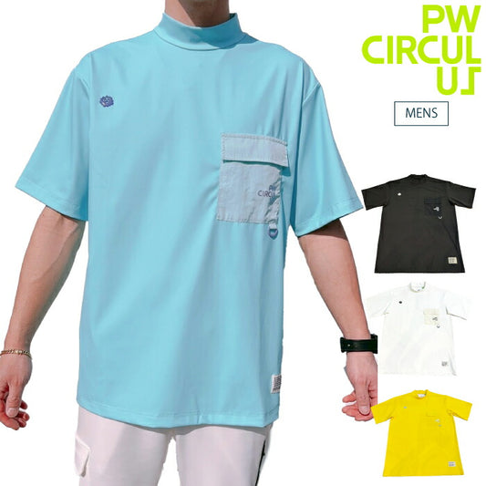 PW CIRCULUSピーダブリュサーキュラス ゴルフウェア メンズ ポケットモックT UV遮蔽率99.5% UVカット 速乾 ストレッチ khpngm0305