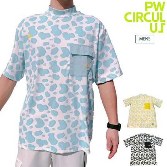 PW CIRCULUSピーダブリュサーキュラス ゴルフウェア メンズ アニマルドットポケットモックT UV遮蔽率99.5% UVカット 速乾 ストレッチ khpngm0315