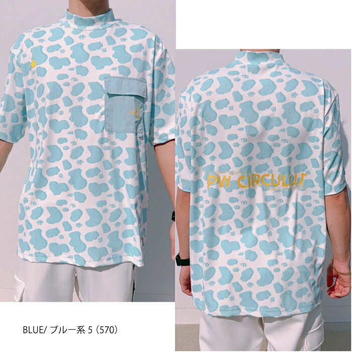 PW CIRCULUSピーダブリュサーキュラス ゴルフウェア メンズ アニマルドットポケットモックT UV遮蔽率99.5% UVカット 速乾 ストレッチ khpngm0315