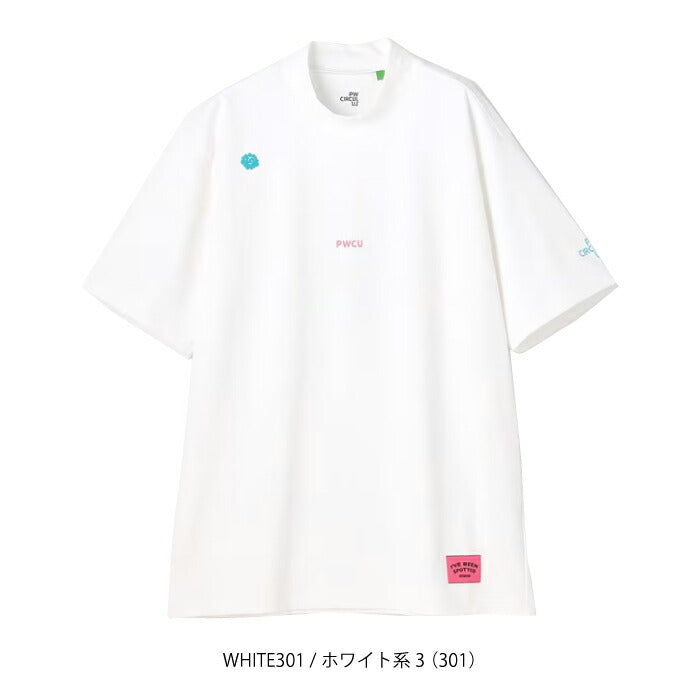 PW CIRCULUS ピーダブリュサーキュラス ゴルフウェア メンズ MEN POP&WIT グラフィックモックネックT 半袖 コットンライク 吸水速乾 ストレッチ性 UVカット khpnlm0615 春夏 2026