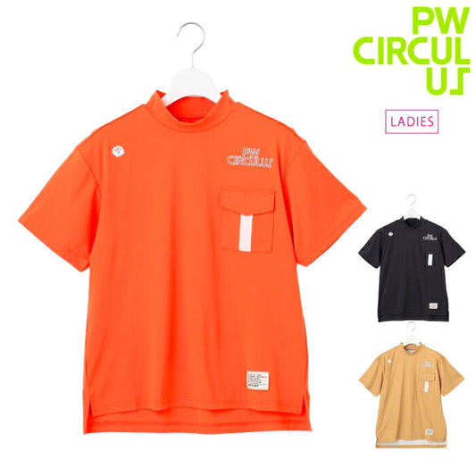 PW CIRCULUS ピーダブリュサーキュラス ゴルフウェア レディース 半袖シャツ ポケットモックT 吸水速乾 UV遮蔽率96.3% UVカット ストレッチ KHPQGM0608