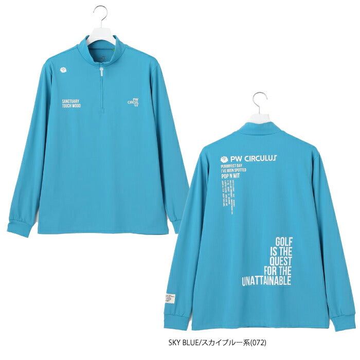 PW CIRCULUS ピーダブリュサーキュラス ゴルフウェア メンズ 吸水速乾 UV遮蔽率99.5% UVカット ストレッチ MEN ハーフジップロングスリーブモックT 長袖シャツ kkpngw0211