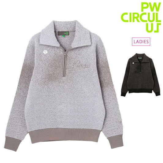PW CIRCULUS ピーダブリュサーキュラス ゴルフウェア レディース グラデーションニット ハーフジップ 手洗い洗濯可 krpqgw0404
