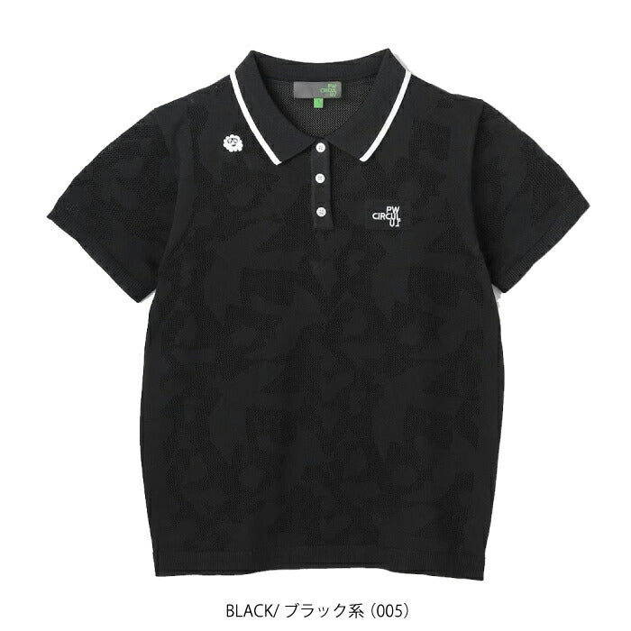PW CIRCULUS ピーダブリュサーキュラス ゴルフウェア レディース WOMEN DOVEモチーフ ニットポロ 半袖シャツ 軽くて洗える krpqlm0308
