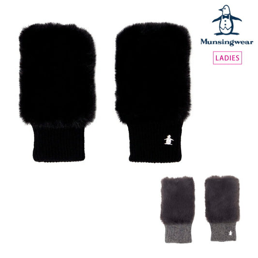 Munsingwear マンシングウェア ゴルフウェア レディース フェイクファー&ニットコンビハンドウォーマー 防寒アイテム 保温 mg5fgv50l