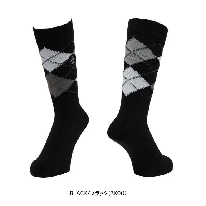 Munsingwear マンシングウェア ゴルフウェア メンズ クルー丈アーガイル柄ソックス デオドラント加工 抗菌防臭 つま先・かかとパイル 足底サポート MG5FSO05M