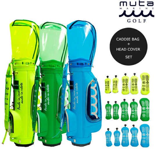 muta MARINE GOLF ムータマリンゴルフ メンズ レディース 自立式キャディバッグ&ヘッドカバーセット クリア 軽量 タフ 口枠6分割 mgad-749122