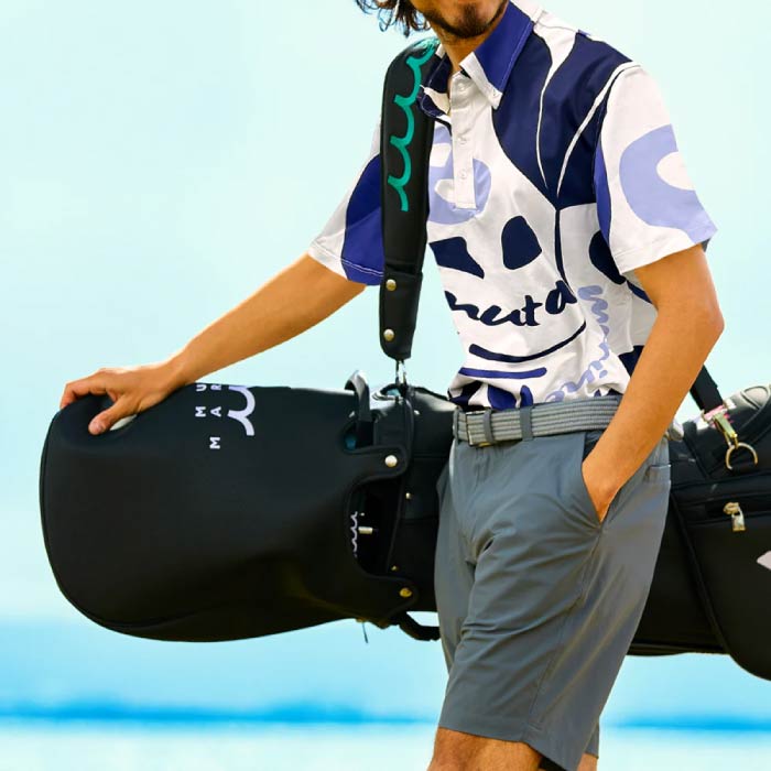 muta MARINE GOLF ムータマリンゴルフ ゴルフウェア メンズ フローラル ポロシャツ 半袖シャツ レギュラーフィット 吸水速乾 テクノクリーン加工 mgbg-446825