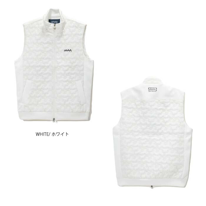 muta MARINE GOLF ムータマリンゴルフ ゴルフウェア メンズ ジオメトリックウェーブ キルティングベスト 中綿 軽量 保温 部分ストレッチ ダブルジップ セットアップ対応 MGJC-443672