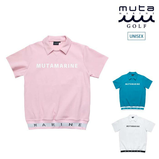 muta MARINE GOLF ムータマリンゴルフ ゴルフウェア メンズ レディース ポップコーンニット ヘムリブ ポロシャツ 吸水速乾 遮熱効果 UVカット MGJC-446398