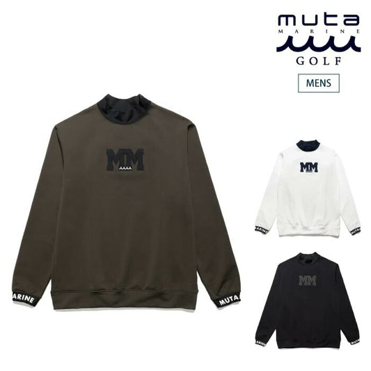 muta MARINE GOLF ムータマリンゴルフ ゴルフウェア メンズ リブロゴ モックネックプルオーバー 裏起毛 暖か ストレッチ MGJC-446463