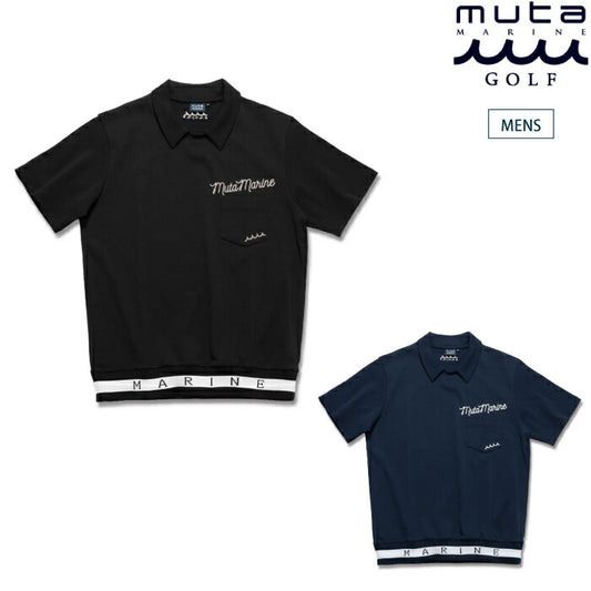 muta MARINE GOLF ムータマリンゴルフ ゴルフウェア メンズ ポップコーンニット ヘムリブポロシャツ 半袖シャツ レギュラーフィット 吸水速乾 遮熱効果 UVカット セットアップ対応 mgjc-446827