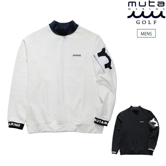muta MARINE GOLF ムータマリンゴルフ ゴルフウェア メンズ ヒートエフェクト モックネックプルオーバー 長袖 裏起毛 発熱素材 伸縮性 mgjc-446892