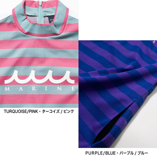 muta MARINE GOLF ムータマリンゴルフ ゴルフウェア レディース ジャガードボーダー モックネックワンピース 吸水速乾 mgjc-447018