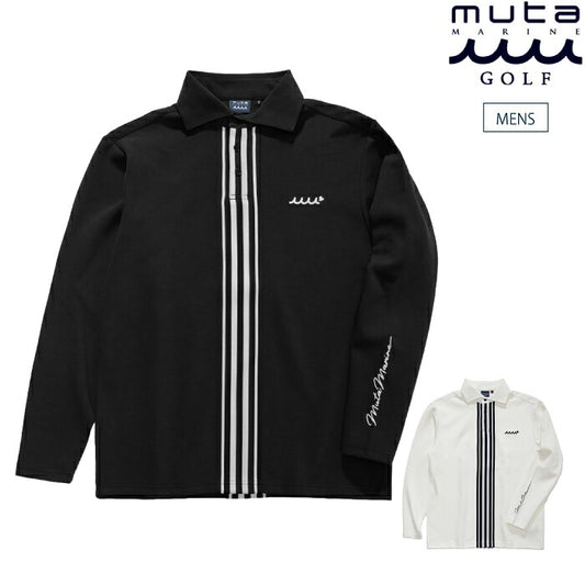 muta MARINE GOLF ムータマリンゴルフ ゴルフウェア メンズ ストレッチポンチ バーチカルラインポロ 長袖 すっきりとしたシルエット mgmk-446881
