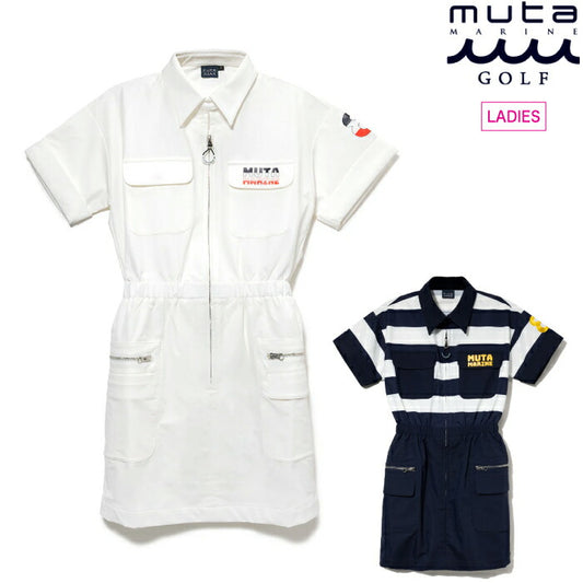 muta MARINE GOLF ムータマリンゴルフ ゴルフウェア レディース カーゴワンピース 2WAYストレッチ ウエストゴム mgsg-240737