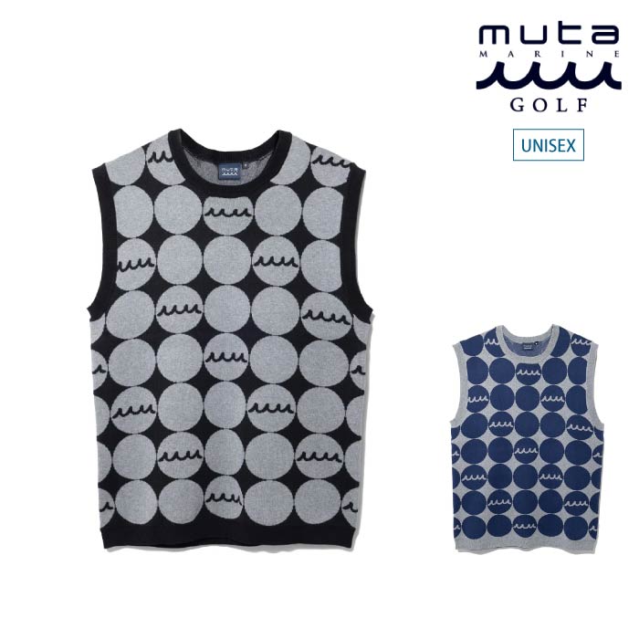 新品★muta MARINE ムータマリン ニットベスト グレー L ゴルフ muta MARINE GOLF ムータマリンゴルフ ゴルフウェア メンズ ジオ