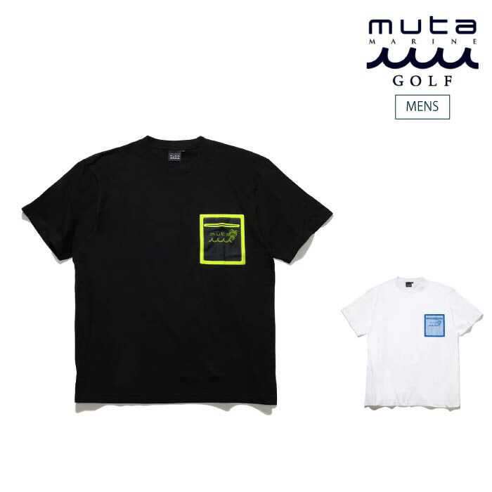 muta MARINE GOLF ムータマリンゴルフ ゴルフウェア メンズ 半袖シャツ ACANTHUS × muta MARINE Mesh Trimming Pocket Tee コットン100% mmac-ma2517