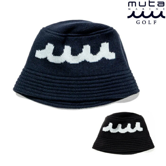 muta MARINE GOLF ムータマリンゴルフ ゴルフウェア メンズ レディース ACANTHUS × muta MARINE Logo Knit Bucket Hat ニット バケットハット 日本製 MMAC-MA2543