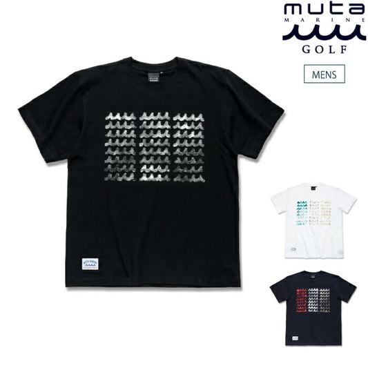 muta MARINE GOLF ムータマリンゴルフ ゴルフウェア メンズ ACANTHUS × muta MARINE Foil Print Wave Logo Tee ベーシックシルエットTシャツ コットン100% mmac-ma2621