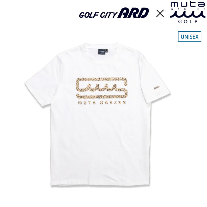 muta MARINE GOLF ムータマリンゴルフ×ゴルフシティアルド 別注オリジナルTシャツ レオパードボックスロゴ Tシャツ  MMAX-434378A