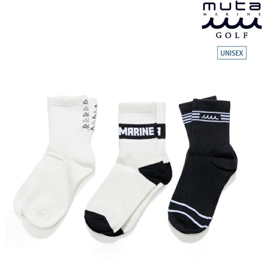 muta MARINE GOLF ムータマリンゴルフ ゴルフウェア メンズ レディース アソートロゴ ソックス 3PACK 異なるロゴ3種セット ギフトにもおすすめ mmbg-448017