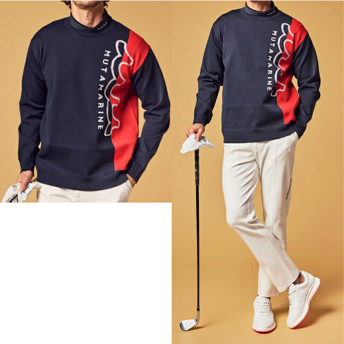 muta MARINE GOLF ムータマリンゴルフ メンズ レディース バーチカル ジャガードニット プルオーバー MMSG-240140