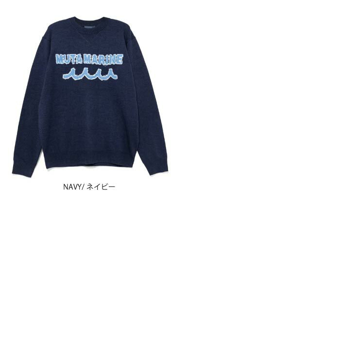 muta MARINE GOLF ムータマリンゴルフ ゴルフウェア レディース メンズ デニムパッチ クルーネックセーター ウール混 保温性 MMSK-446427