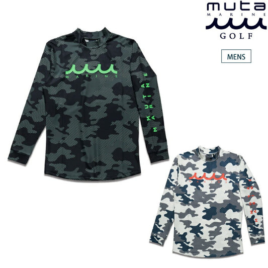 muta MARINE GOLF ムータマリンゴルフ メンズ ラッシュロングスリーブTシャツ ダイアゴナルカモ 水陸両用 紫外線95%以上カット 速乾性 ストレッチ素材 セットアップ対応 mmtk-440010