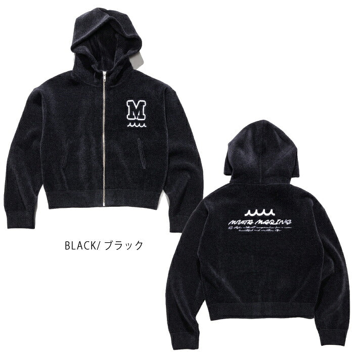muta MARINE GOLF ムータマリンゴルフ ゴルフウェア レディース モールスムースニット クロップドジップパーカー ベロアのような質感 毛玉になりにくい 短めの着丈 フルジップアップ仕様 mmtk-446885