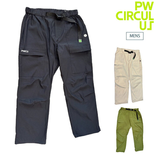 PW CIRCULUSピーダブリュサーキュラス ゴルフウェア メンズ ベルト付 ワイドカーゴパンツ 撥水加工 ストレッチ pppngm0411