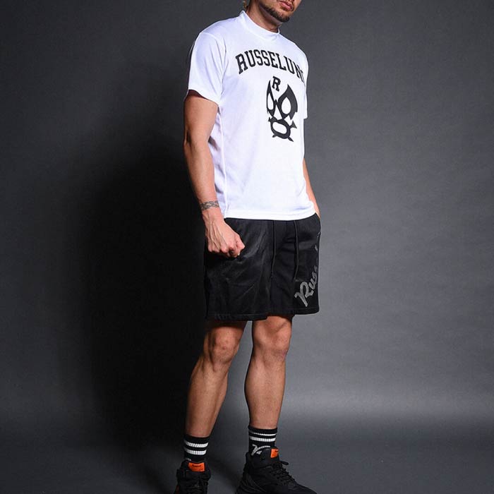 Russeluno ラッセルノ ゴルフウェア メンズ COLLEGE S/S MOCKNECK 半袖 モックネック Tシャツ 吸汗速乾 RS-2510617