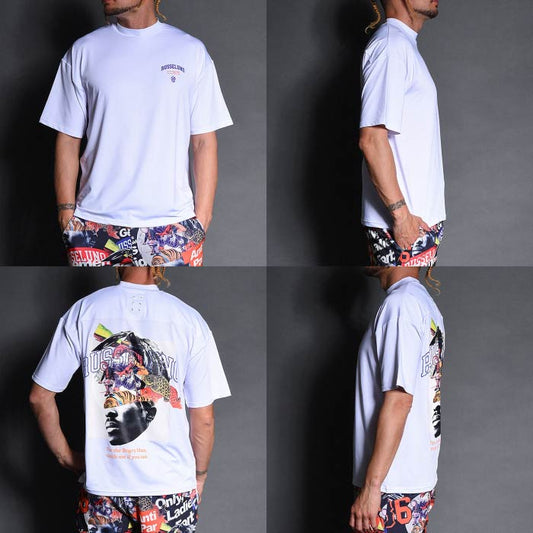 Russeluno ラッセルノ ゴルフウェア メンズ COLLAGE LOOSE MOCKNECK モックネックT ストレッチ 速乾 RS-2510618